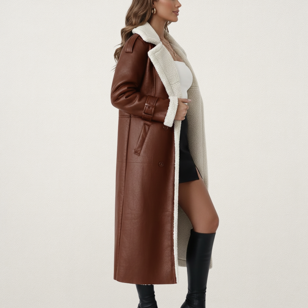 Willara l Women's Vintage Turn-Down Collar Belted Coat