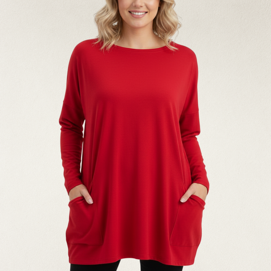 Willara l Women's Round Neck Winter Loose Jumper With Side Pockets
