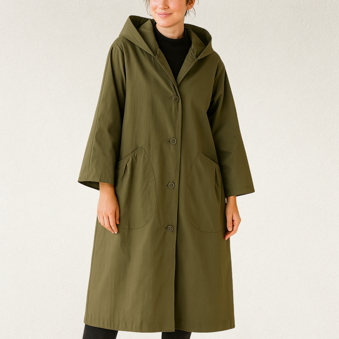 Willara l Women's Oversized Knee-Length Hooded Rain Jacket