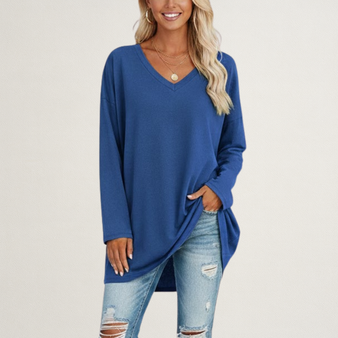 Willara l Women's V-Neck Full Sleeves Loose Jumper