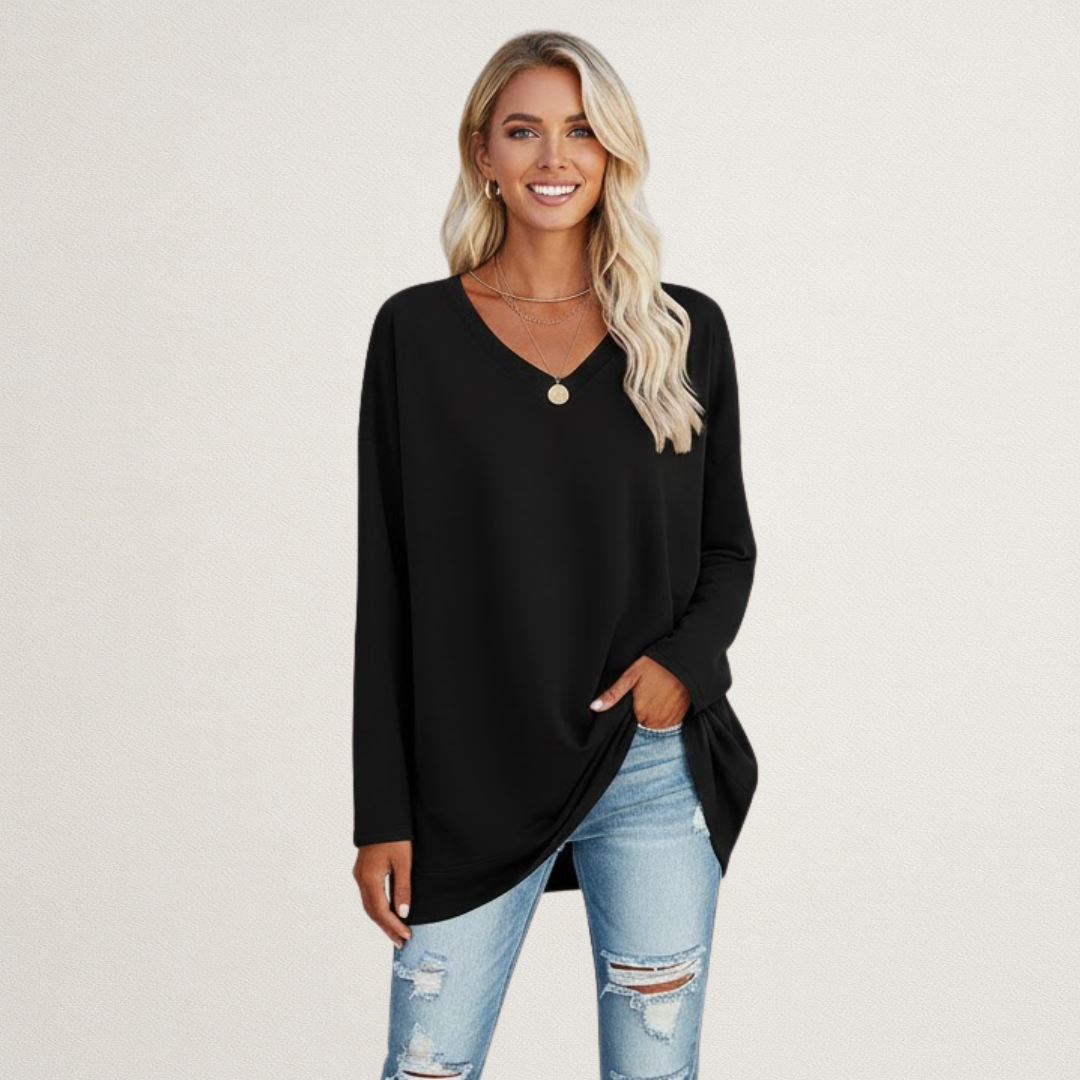 Willara l Women's V-Neck Full Sleeves Loose Jumper