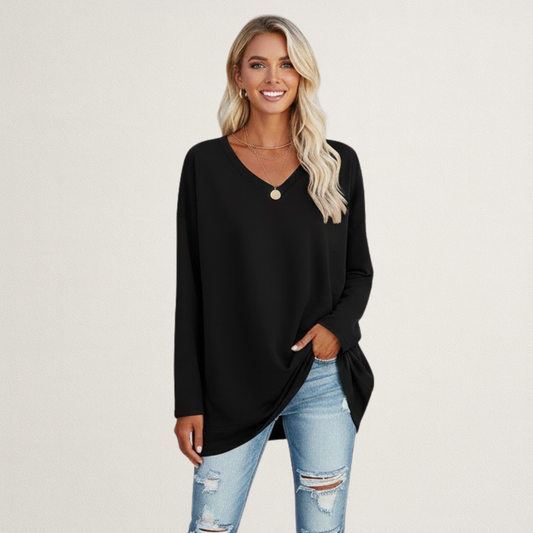 Willara l Women's V-Neck Full Sleeves Loose Jumper