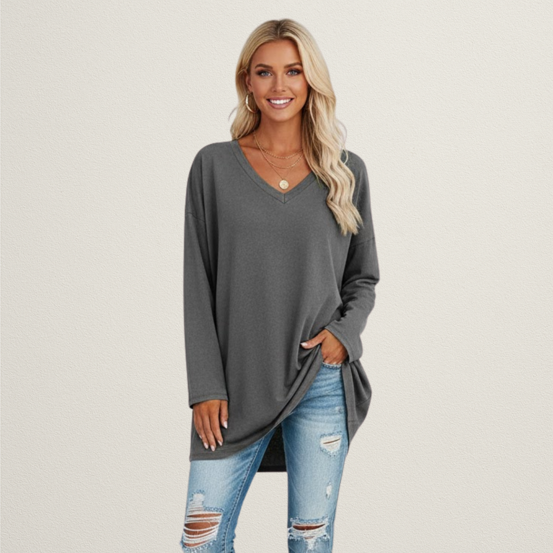 Willara l Women's V-Neck Full Sleeves Loose Jumper