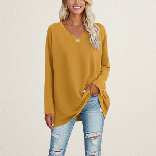 Willara l Women's V-Neck Full Sleeves Loose Jumper