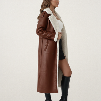 Willara l Women's Vintage Turn-Down Collar Belted Coat