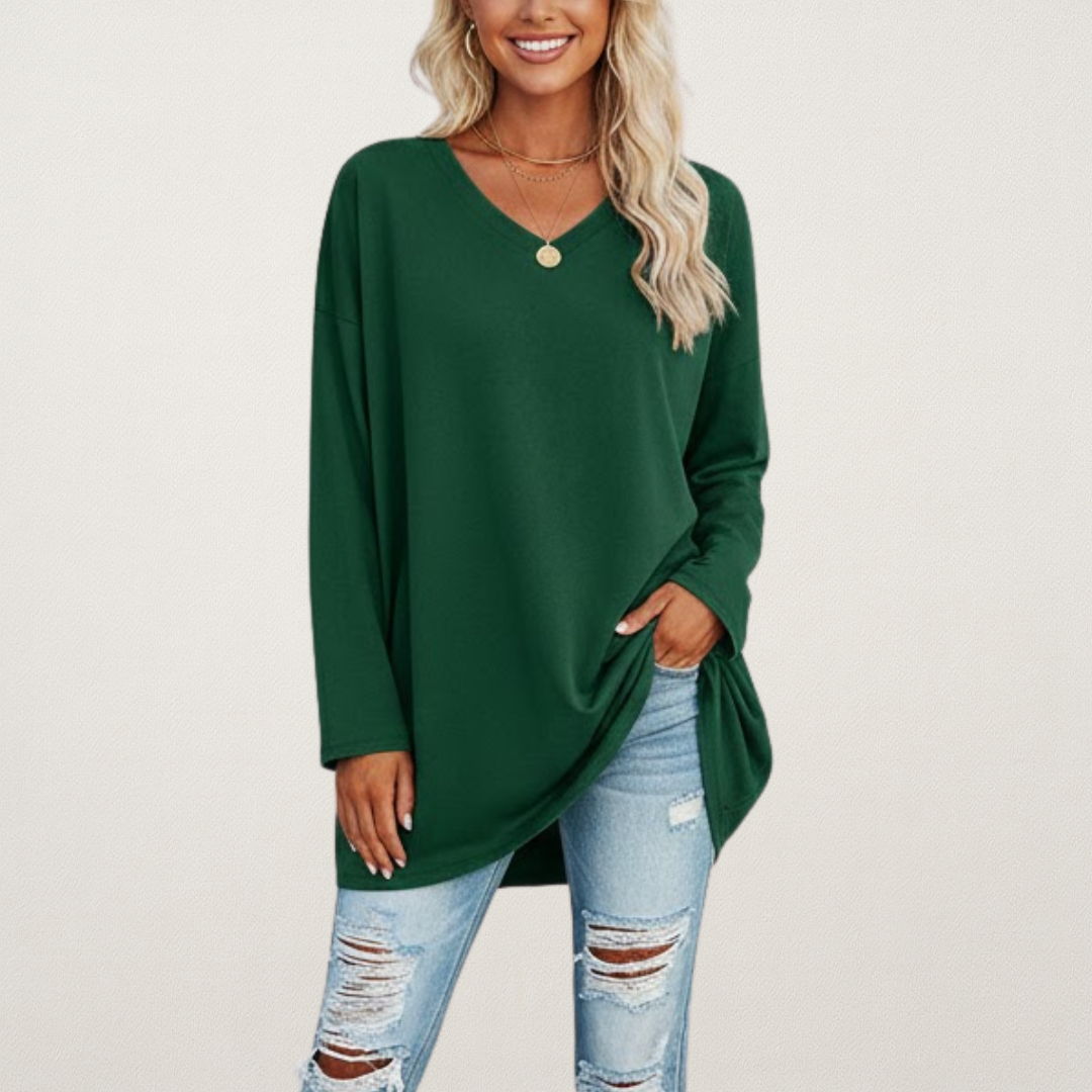 Willara l Women's V-Neck Full Sleeves Loose Jumper