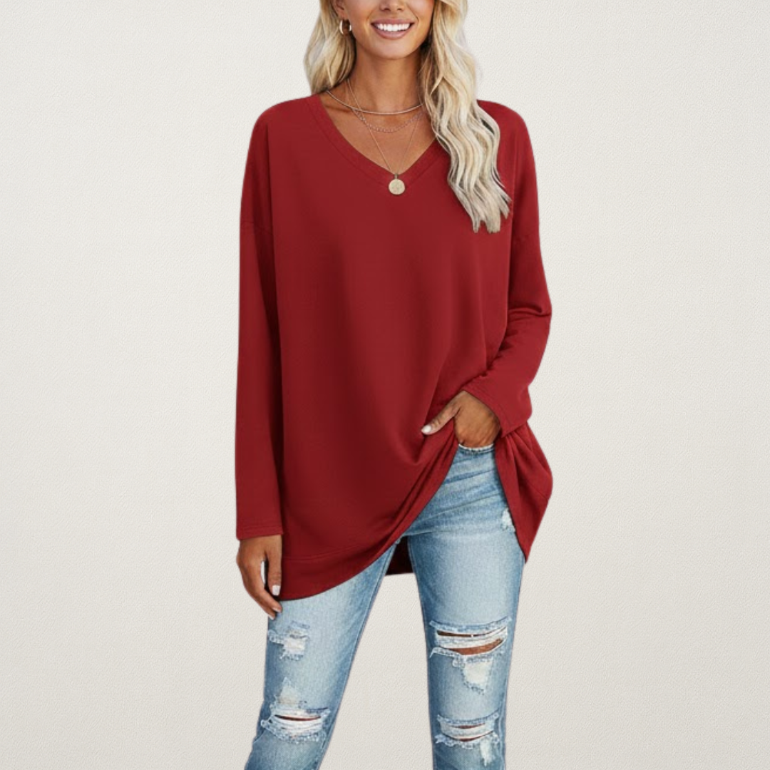 Willara l Women's V-Neck Full Sleeves Loose Jumper
