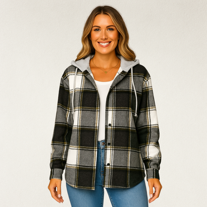 Willara l Women's Full Sleeves Checkered Drawstring Jacket