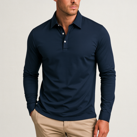 Willara | Men's Classic Long Sleeve Polo Shirt with Buttons