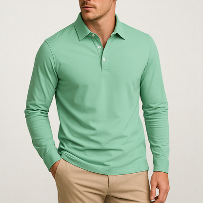 Willara | Men's Classic Long Sleeve Polo Shirt with Buttons