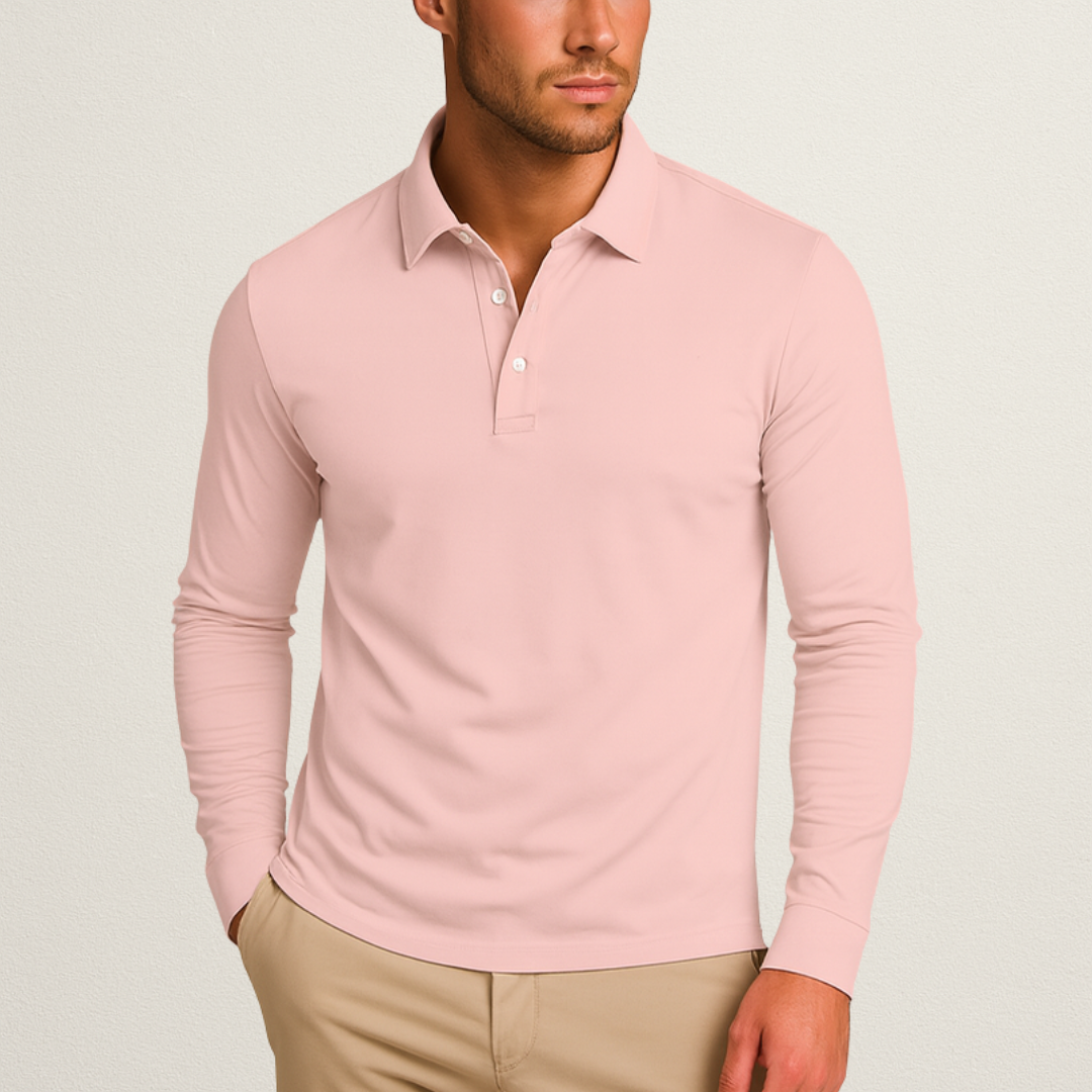 Willara | Men's Classic Long Sleeve Polo Shirt with Buttons
