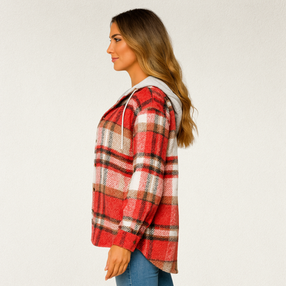Willara l Women's Full Sleeves Checkered Drawstring Jacket