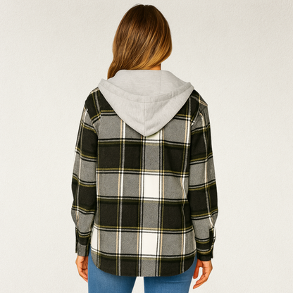 Willara l Women's Full Sleeves Checkered Drawstring Jacket
