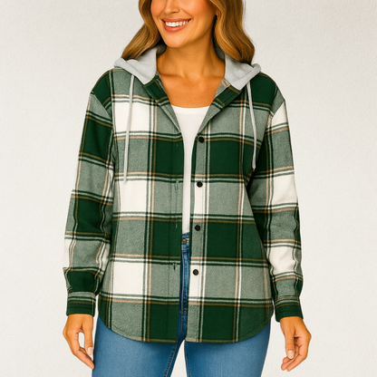 Willara l Women's Full Sleeves Checkered Drawstring Jacket