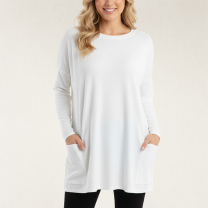 Willara l Women's Round Neck Winter Loose Jumper With Side Pockets