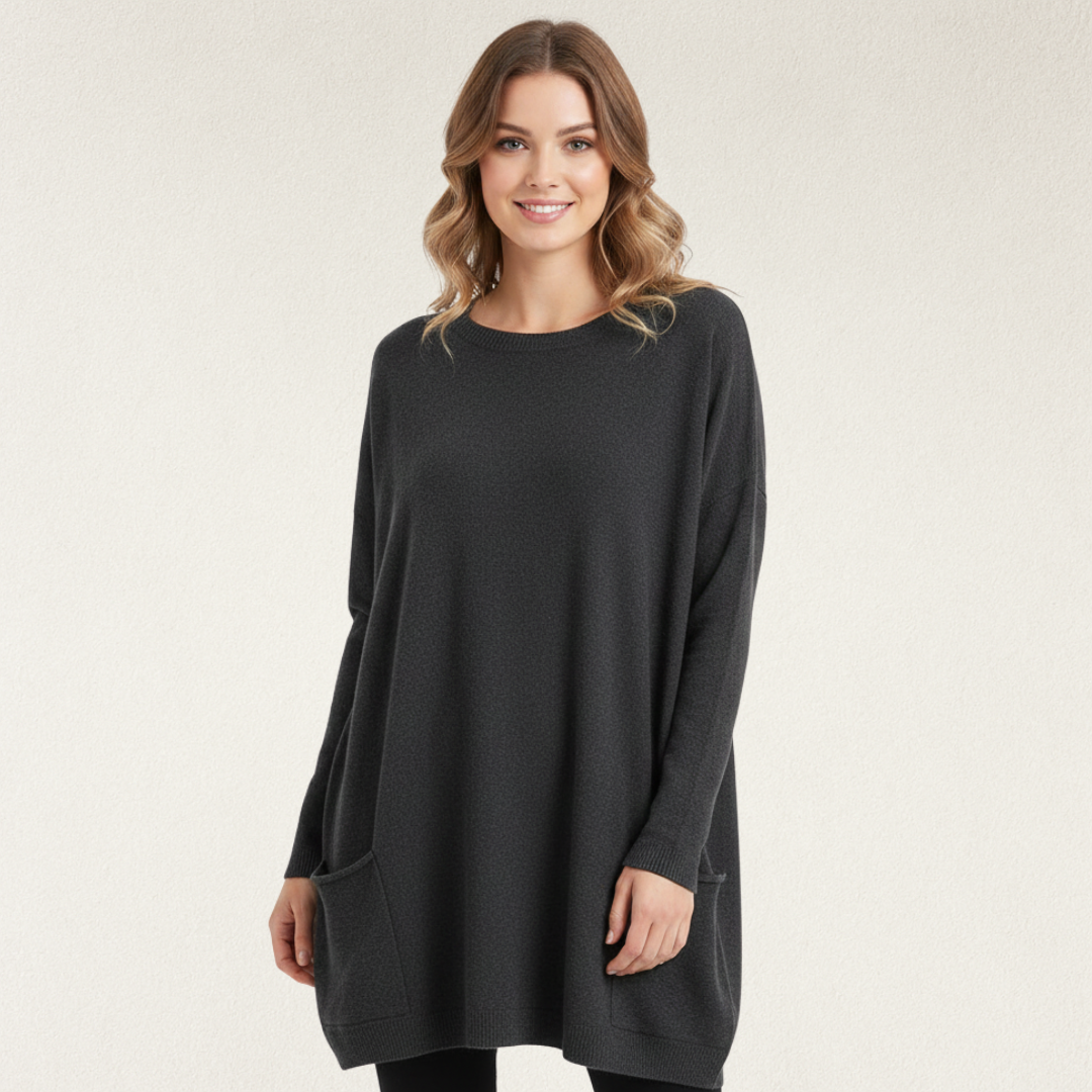 Willara l Women's Round Neck Winter Loose Jumper With Side Pockets