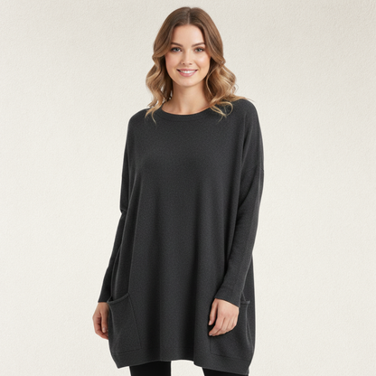 Willara l Women's Round Neck Winter Loose Jumper With Side Pockets