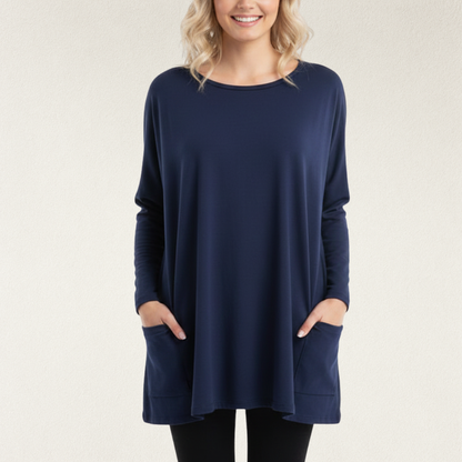 Willara l Women's Round Neck Winter Loose Jumper With Side Pockets