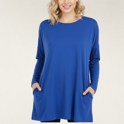 Willara l Women's Round Neck Winter Loose Jumper With Side Pockets