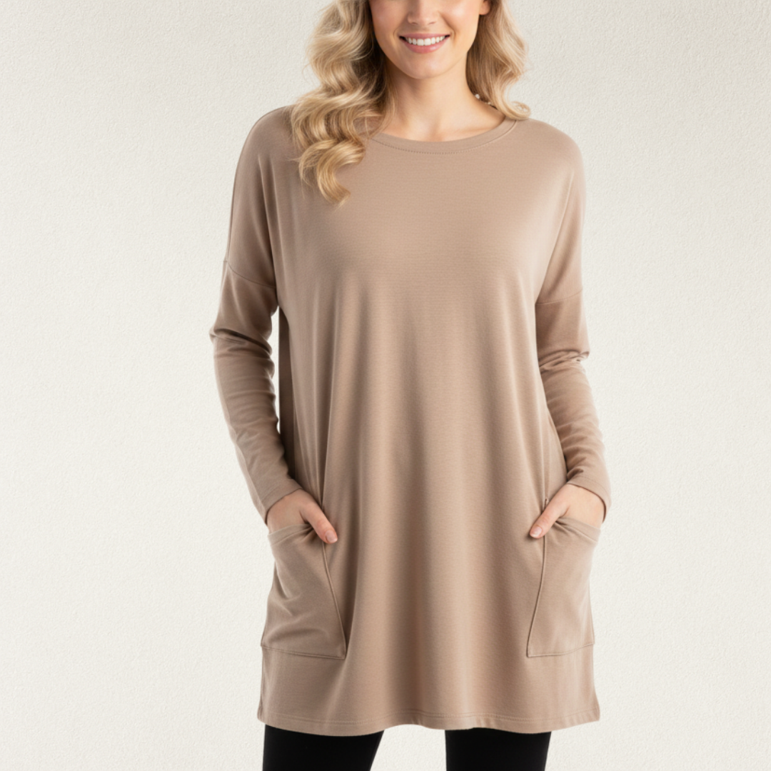 Willara l Women's Round Neck Winter Loose Jumper With Side Pockets
