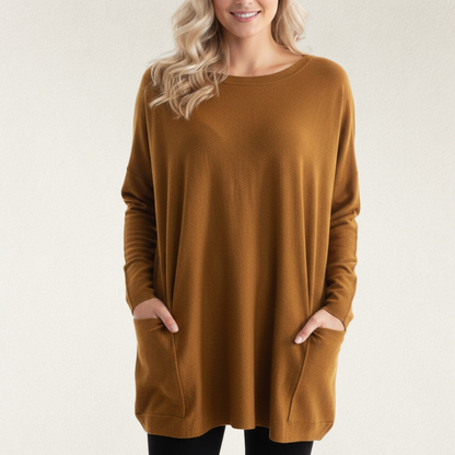 Willara l Women's Round Neck Winter Loose Jumper With Side Pockets