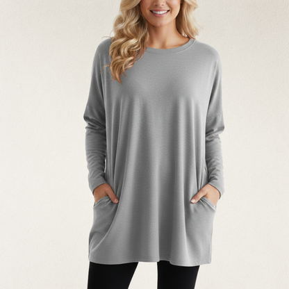 Willara l Women's Round Neck Winter Loose Jumper With Side Pockets