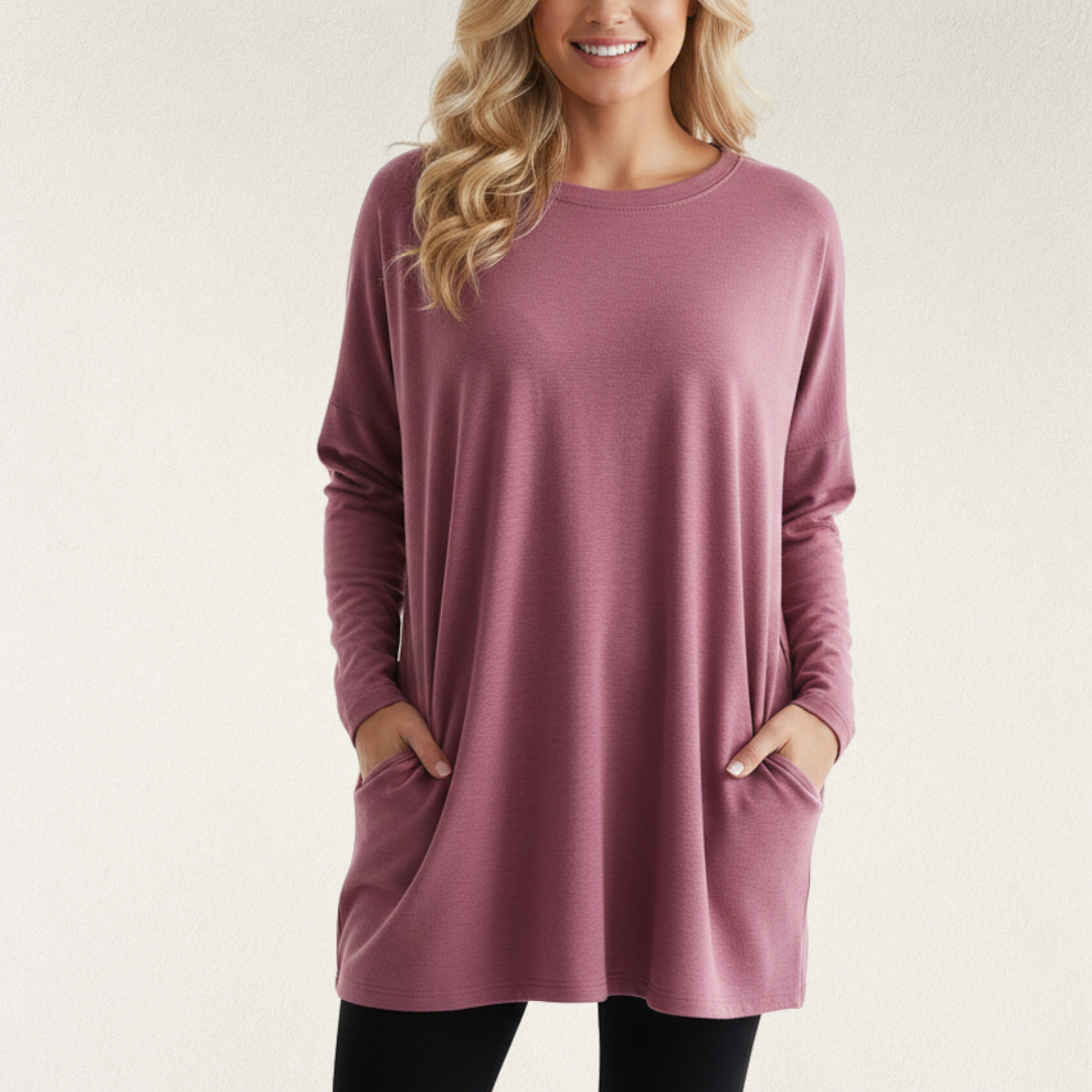 Willara l Women's Round Neck Winter Loose Jumper With Side Pockets