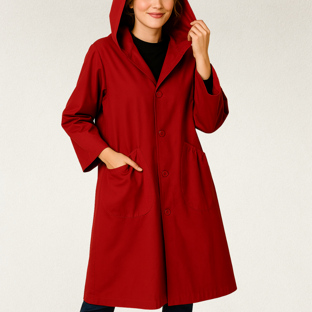 Willara l Women's Oversized Knee-Length Hooded Rain Jacket