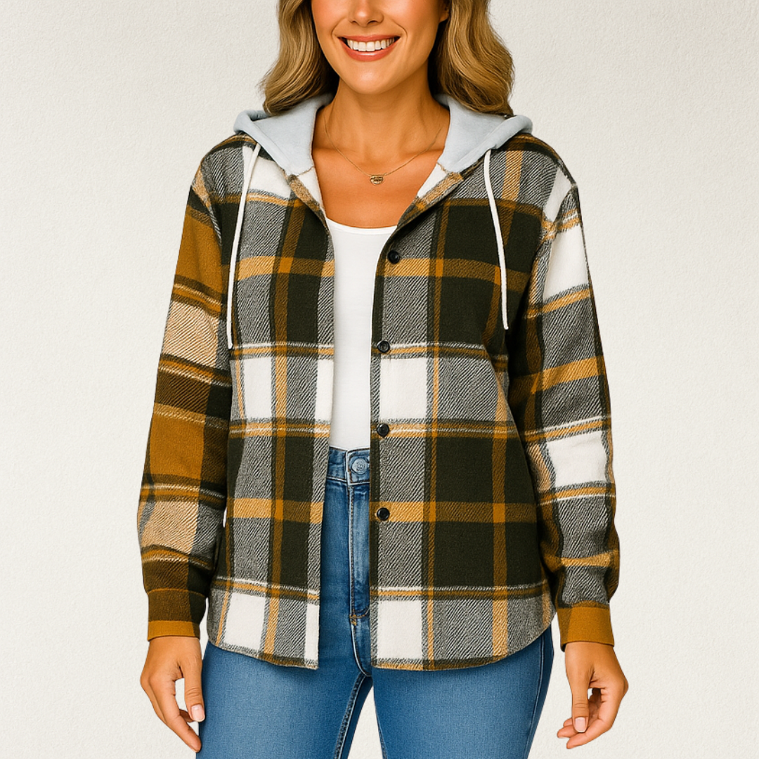 Willara l Women's Full Sleeves Checkered Drawstring Jacket