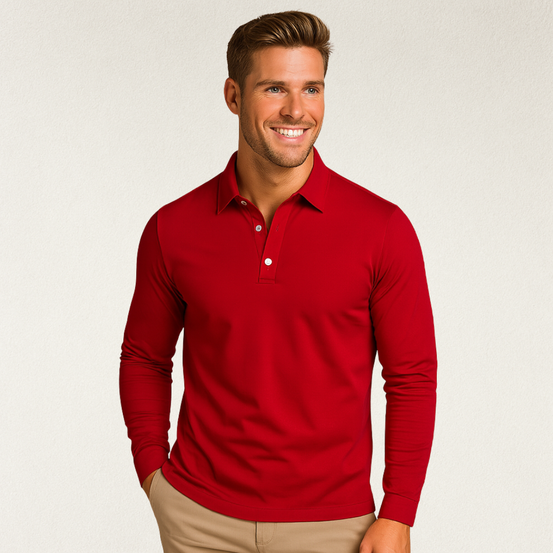Willara | Men's Classic Long Sleeve Polo Shirt with Buttons