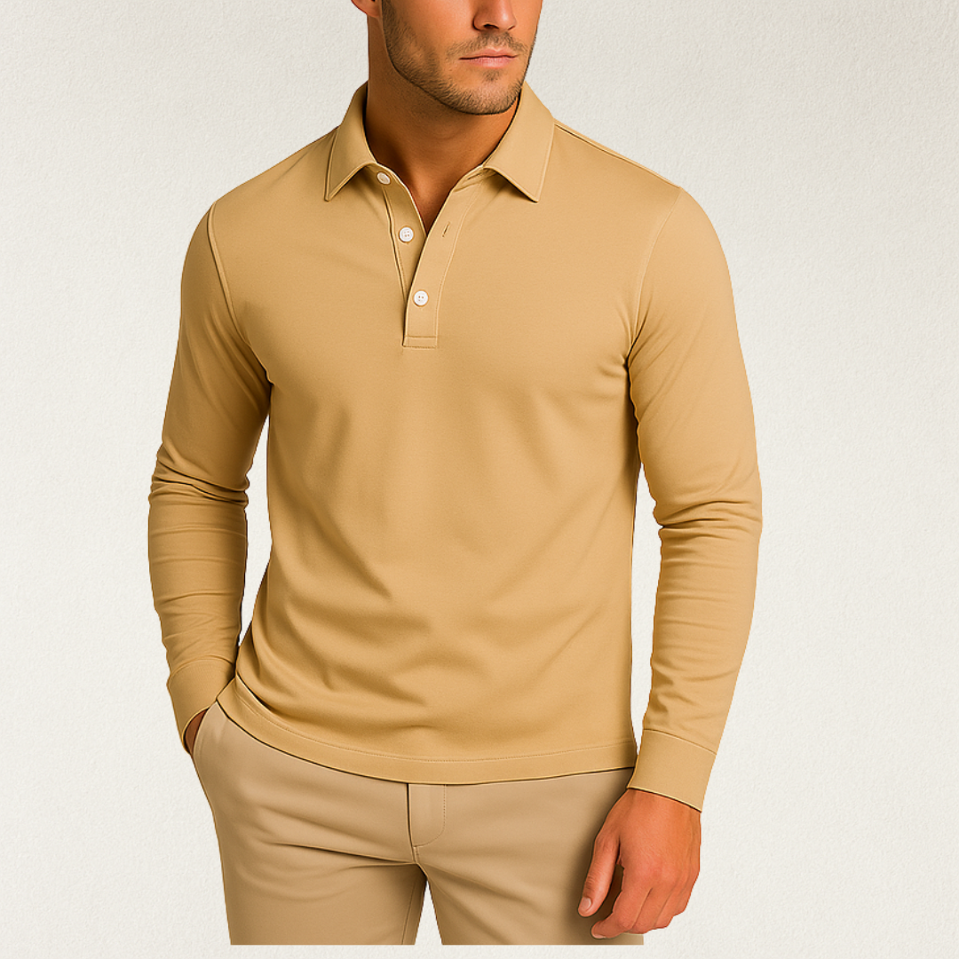 Willara | Men's Classic Long Sleeve Polo Shirt with Buttons