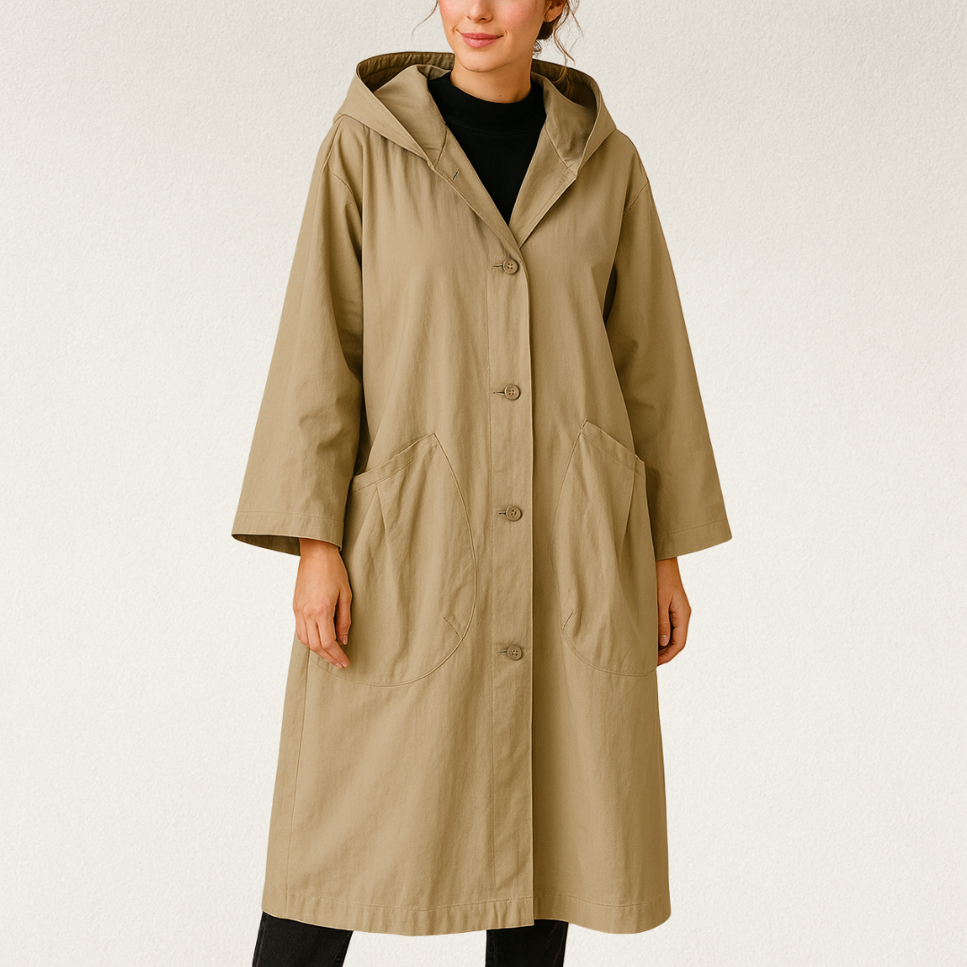 Willara l Women's Oversized Knee-Length Hooded Rain Jacket
