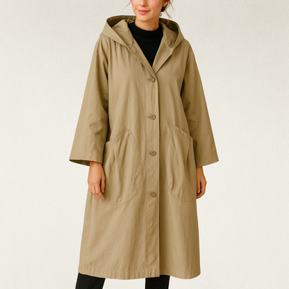 Willara l Women's Oversized Knee-Length Hooded Rain Jacket