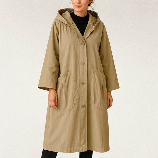 Willara l Women's Oversized Knee-Length Hooded Rain Jacket